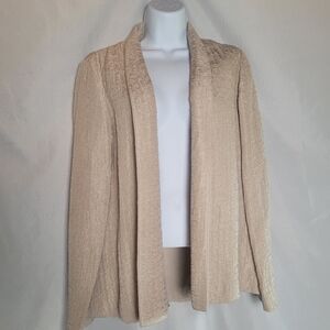 Eileen Fisher Silk Blend Beige Open Front Blazer Jacket Quilted Size XS